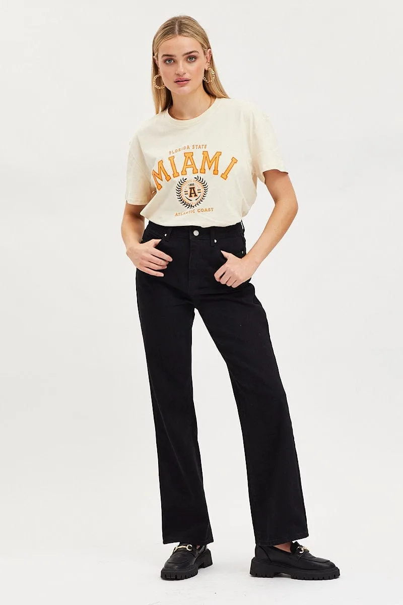 Beige Graphic T Shirt Short Sleeve sold by Ally Fashion product image thumbnail 2