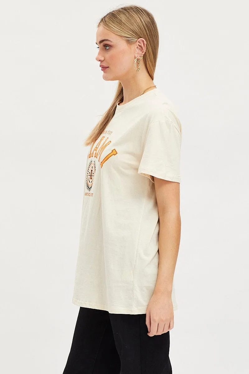 Beige Graphic T Shirt Short Sleeve sold by Ally Fashion product image thumbnail 4