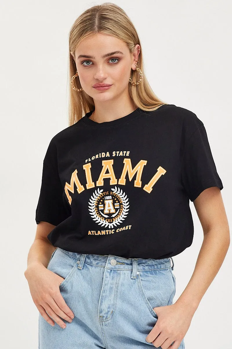 Black Graphic T Shirt Short Sleeve sold by Ally Fashion product image thumbnail 3