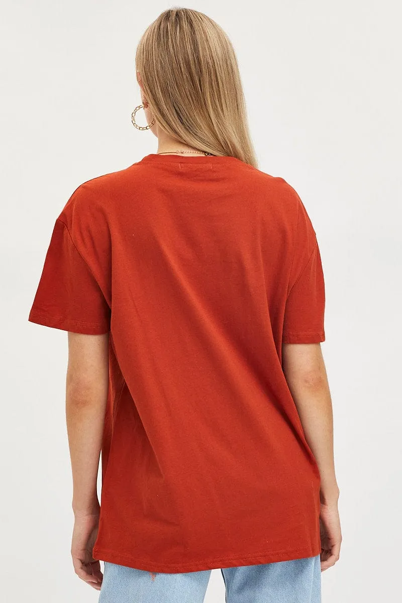 Brown Graphic T Shirt Short Sleeve sold by Ally Fashion product image thumbnail 5