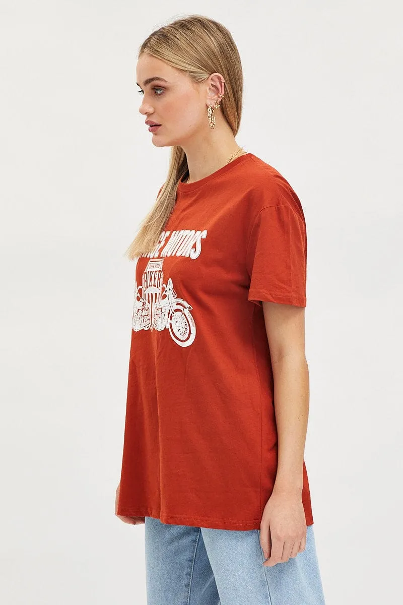 Brown Graphic T Shirt Short Sleeve sold by Ally Fashion product image thumbnail 4