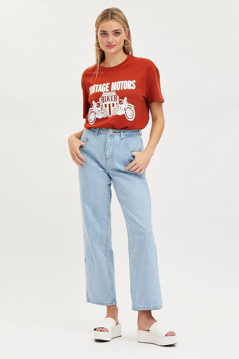 Brown Graphic T Shirt Short Sleeve sold by Ally Fashion product image thumbnail 2