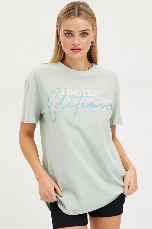 Green Graphic T Shirt Short Sleeve sold by Ally Fashion