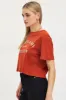Brown Graphic T Shirt Short Sleeve Crop sold by Ally Fashion