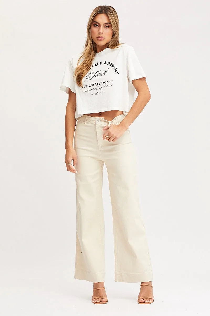 White Graphic T Shirt Short Sleeve Crop sold by Ally Fashion product image thumbnail 2
