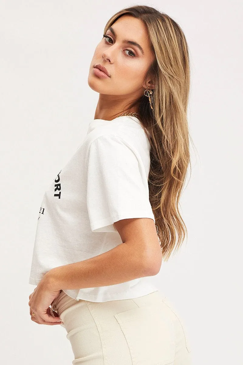 White Graphic T Shirt Short Sleeve Crop sold by Ally Fashion product image thumbnail 4