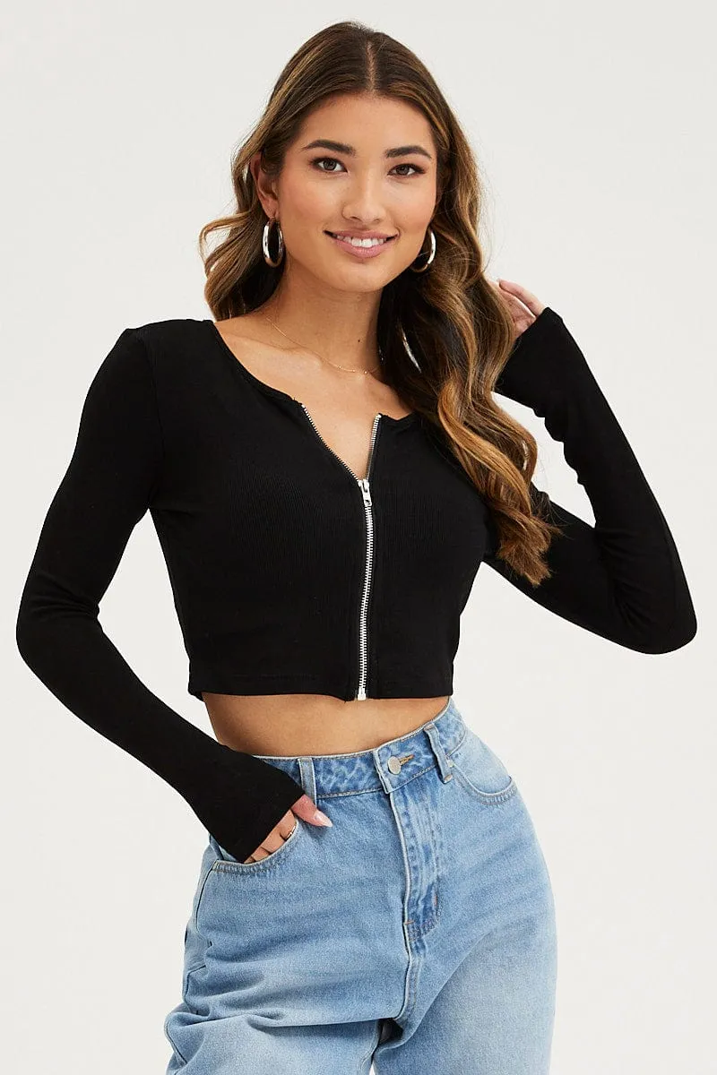 Black Basic Top Ribbed sold by Ally Fashion