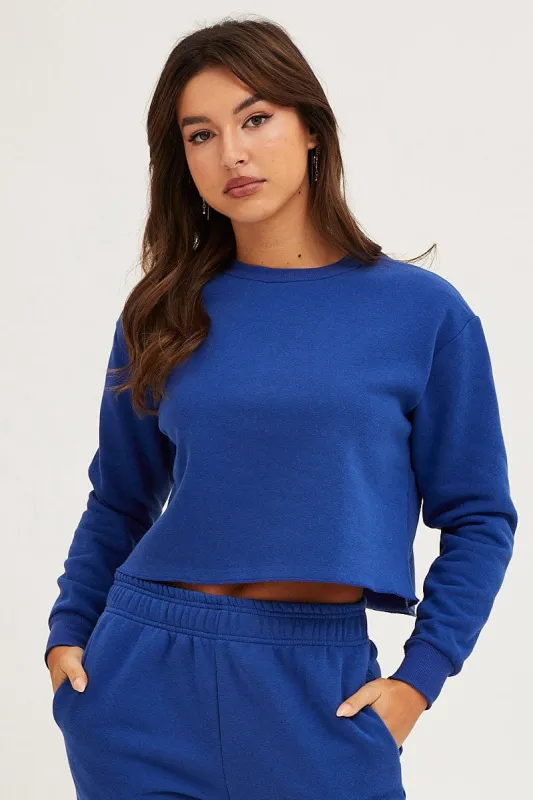 Blue Crop Sweat sold by Ally Fashion