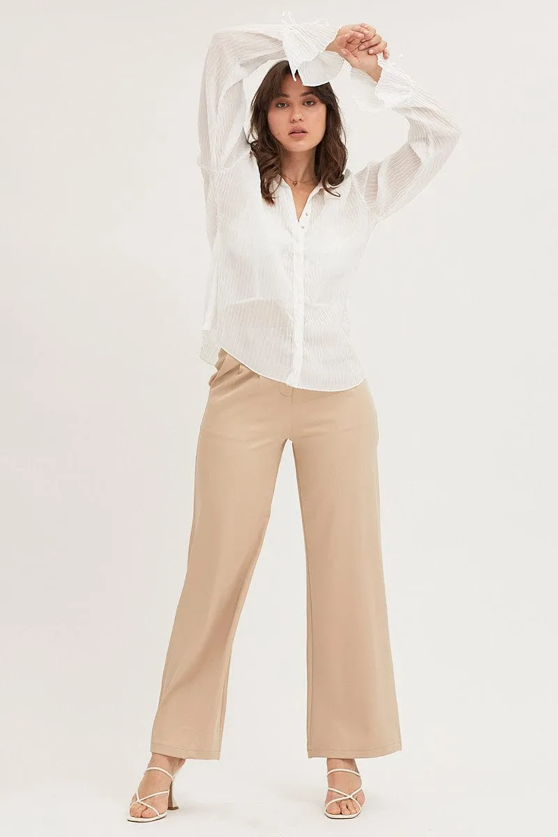 White Pleated Shirt Long Flare Sleeve sold by Ally Fashion product image thumbnail 2