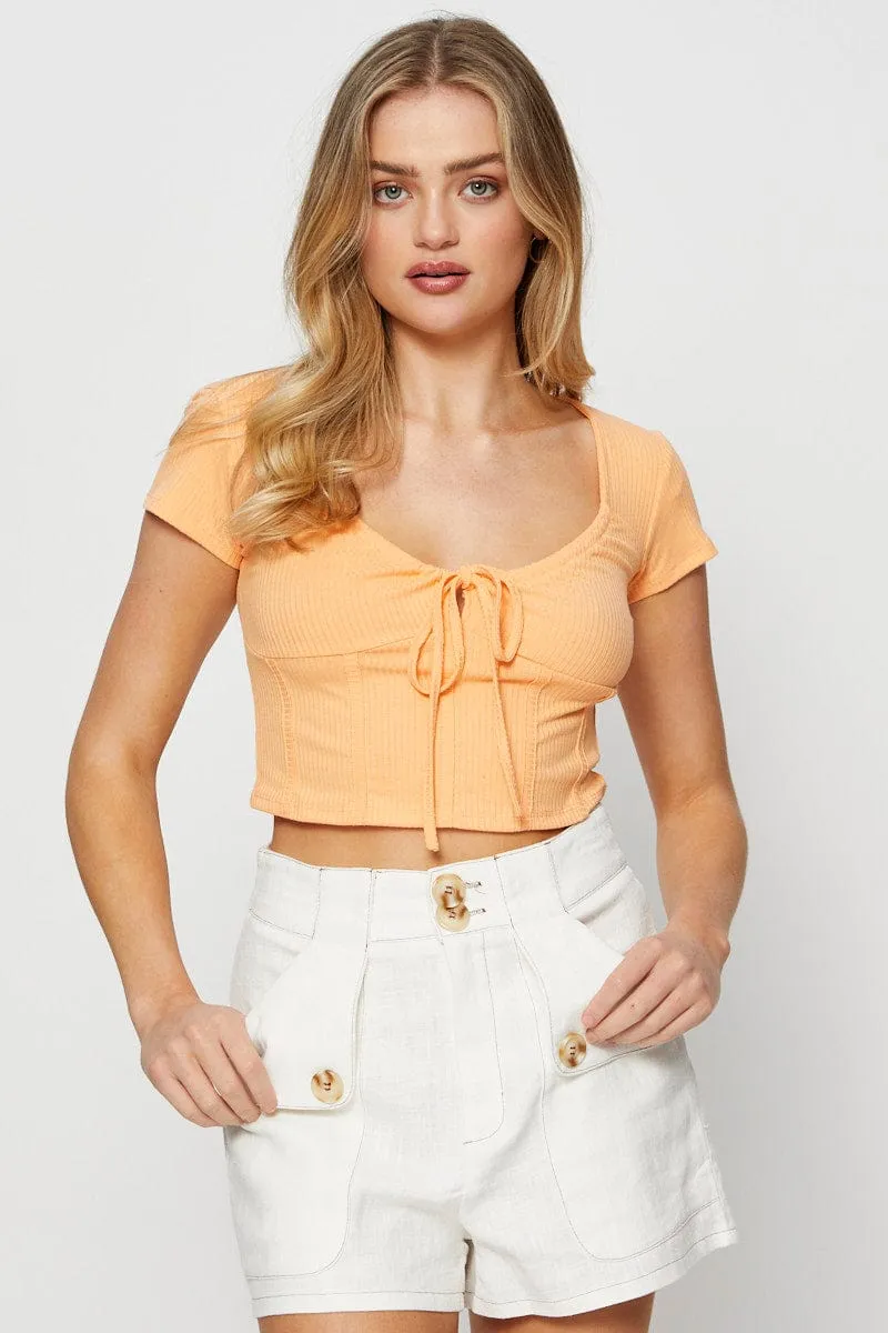 Orange Crop Top Short Sleeve sold by Ally Fashion