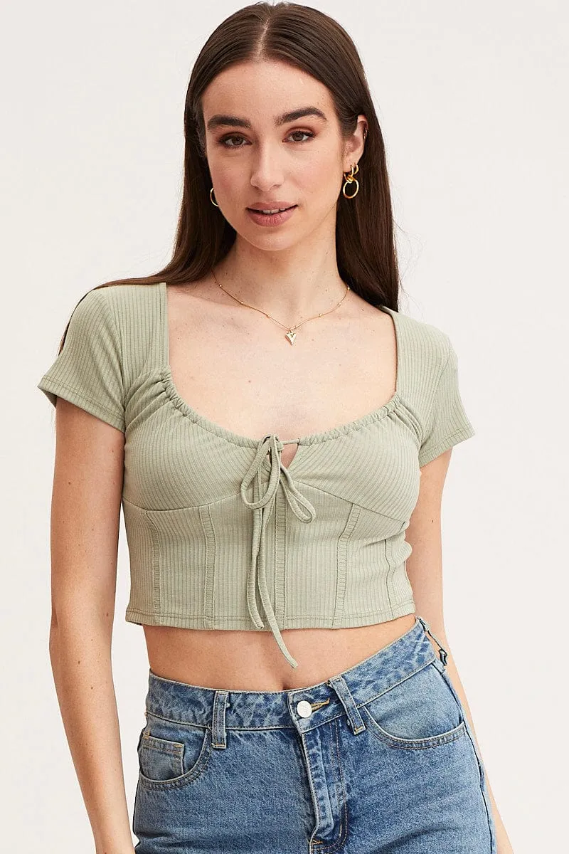 Green Crop Top Short Sleeve sold by Ally Fashion product image thumbnail 3
