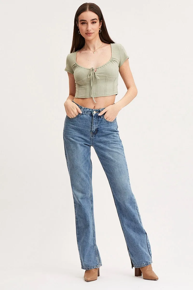 Green Crop Top Short Sleeve sold by Ally Fashion product image thumbnail 2