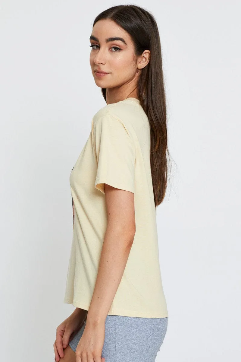 Beige Graphic T Shirt Short Sleeve sold by Ally Fashion product image thumbnail 4