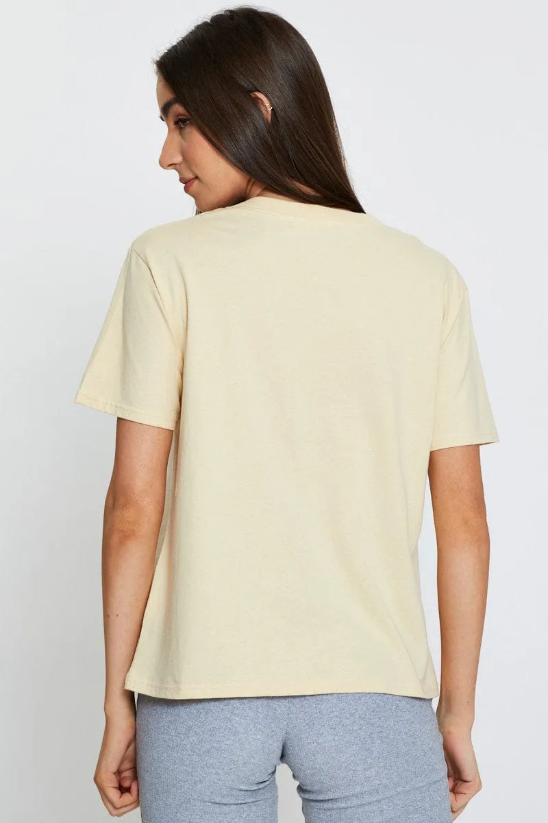 Beige Graphic T Shirt Short Sleeve sold by Ally Fashion product image thumbnail 5