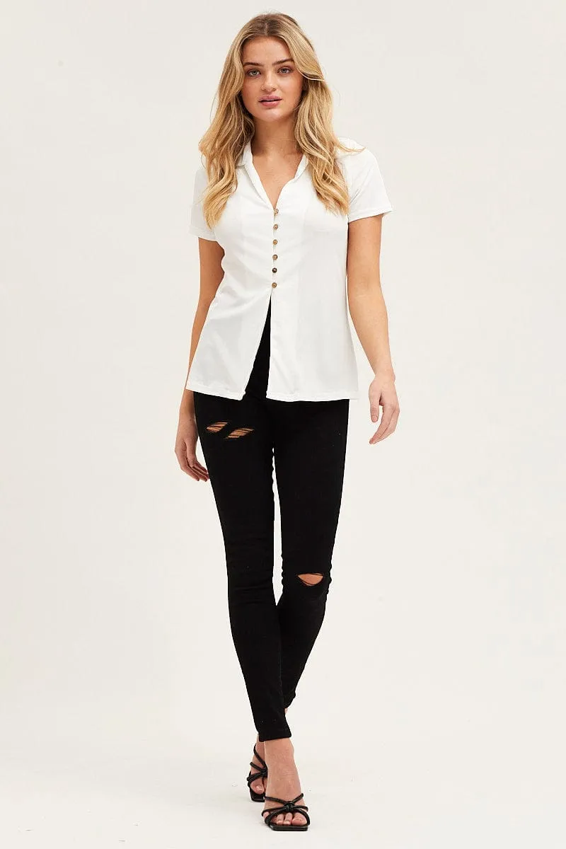 White Button Front Shirt sold by Ally Fashion product image thumbnail 2