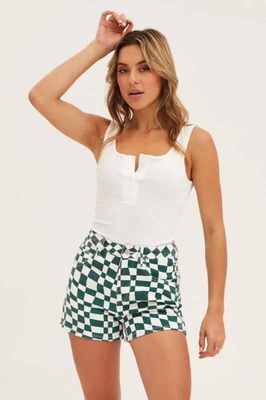 White Button Front Rib Bodysuit sold by Ally Fashion