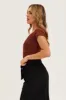 Brown Off Shoulder Rib Bodysuit sold by Ally Fashion