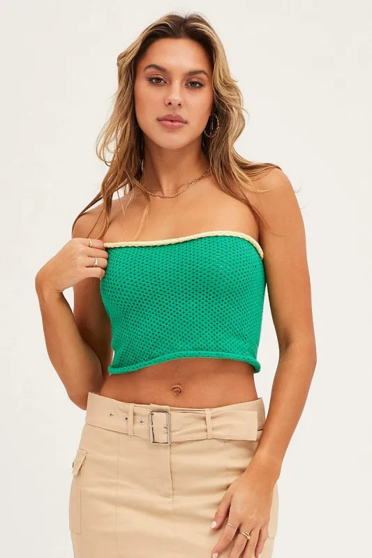 Green Knit Crop Top sold by Ally Fashion