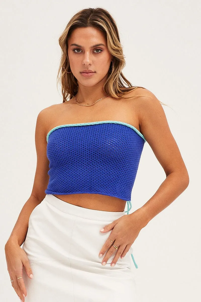 Blue Knit Crop Top sold by Ally Fashion product image thumbnail 2