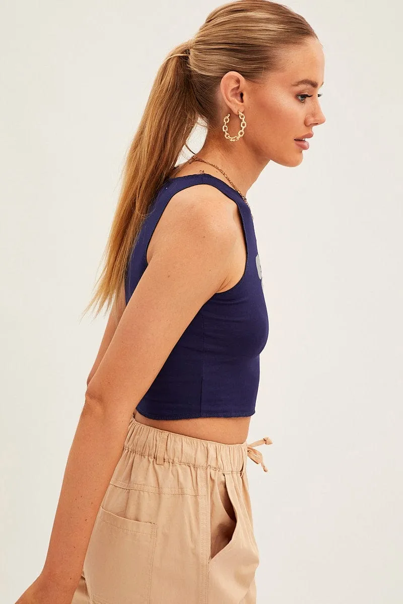 Blue Crop Top sold by Ally Fashion product image thumbnail 4