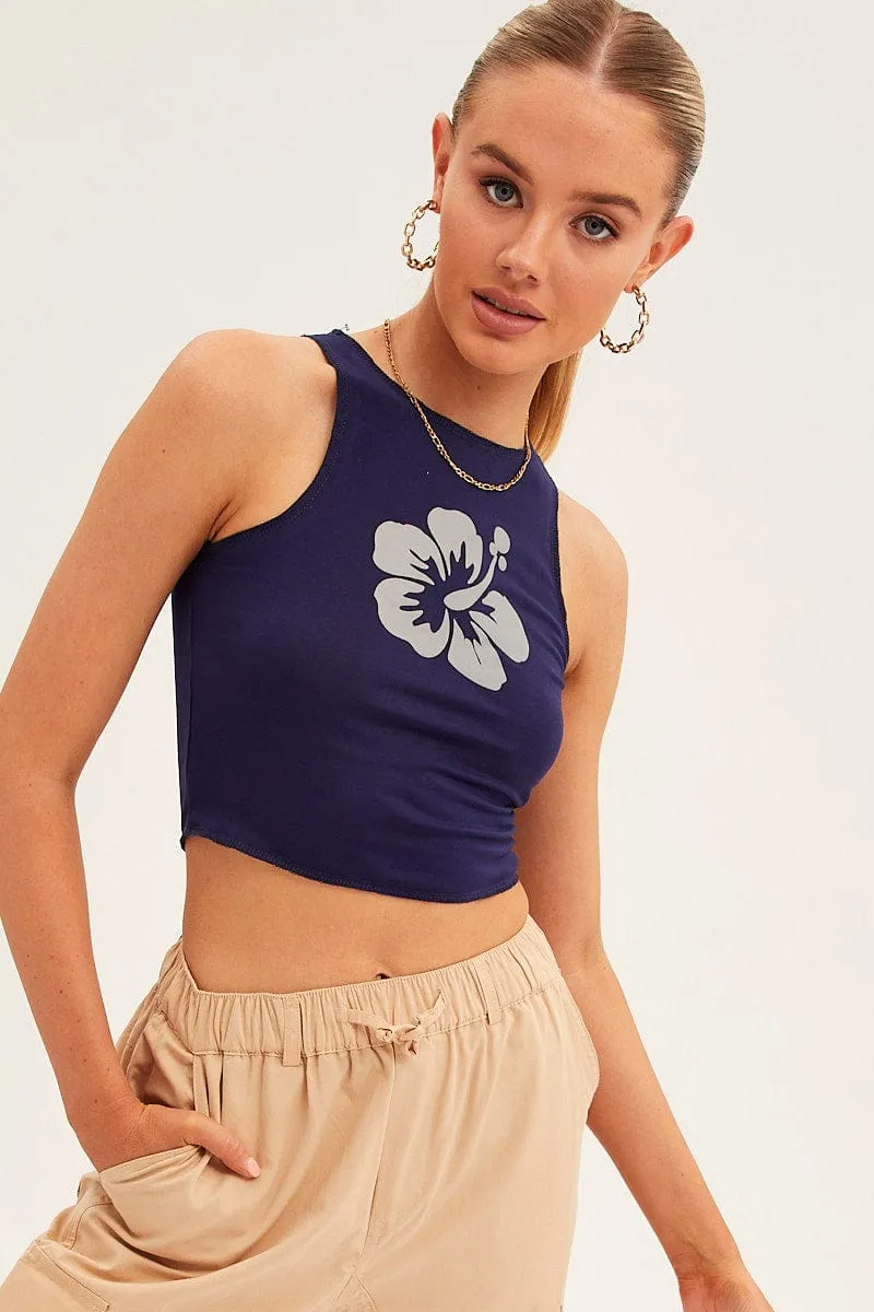 Blue Crop Top sold by Ally Fashion product image thumbnail 3