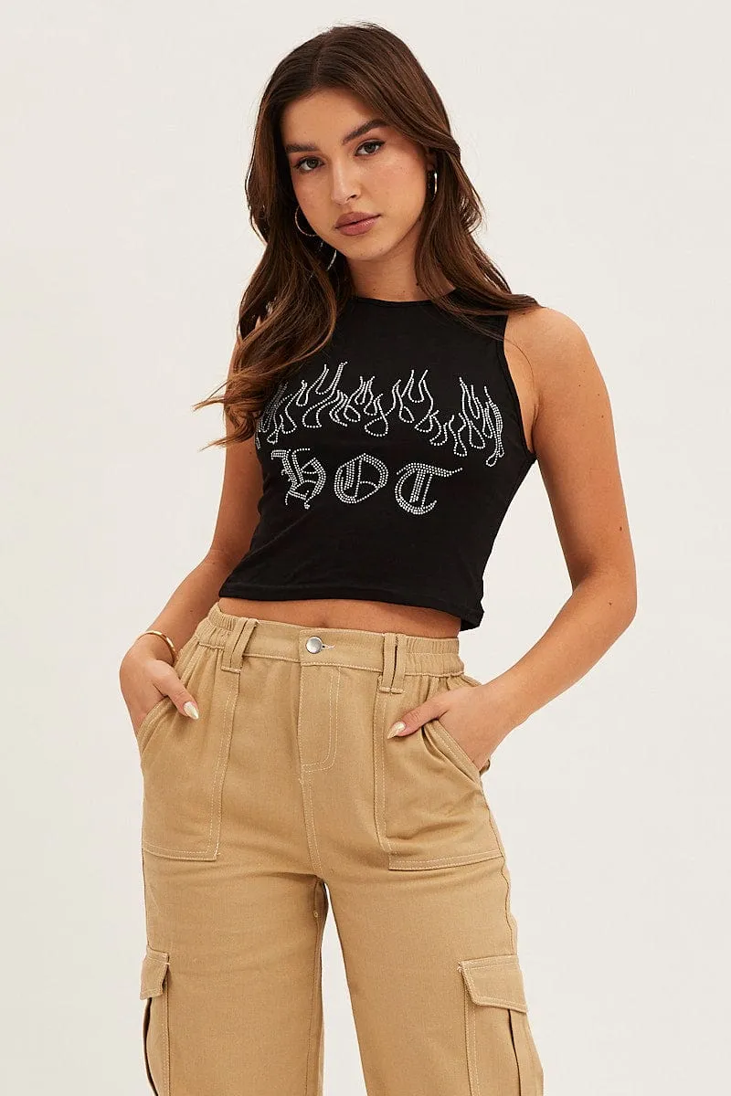 Black Crop Top sold by Ally Fashion