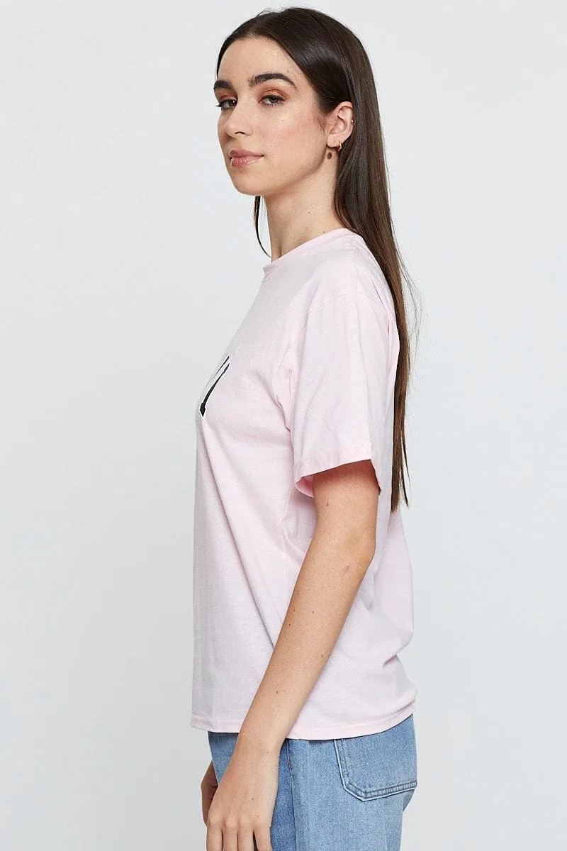 Pink Graphic T Shirt Short Sleeve sold by Ally Fashion product image thumbnail 4