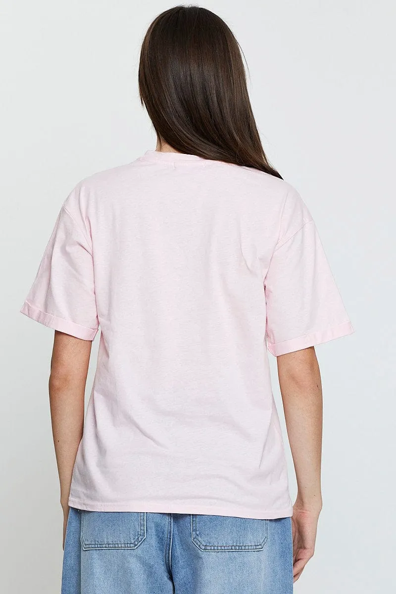 Pink Graphic T Shirt Short Sleeve sold by Ally Fashion product image thumbnail 5