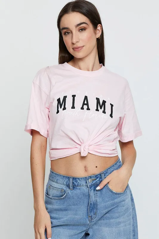 Pink Graphic T Shirt Short Sleeve sold by Ally Fashion