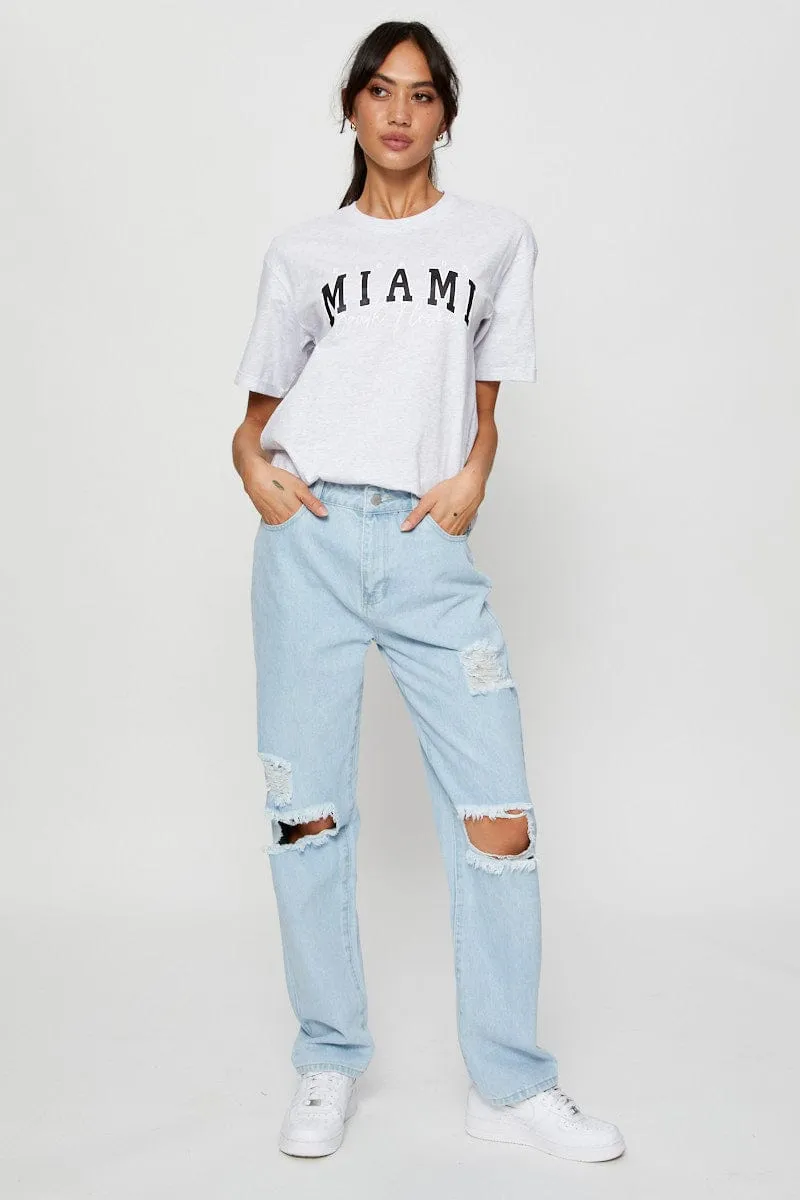 Grey Graphic T Shirt Short Sleeve sold by Ally Fashion product image thumbnail 2