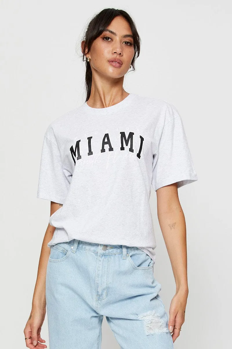 Grey Graphic T Shirt Short Sleeve sold by Ally Fashion