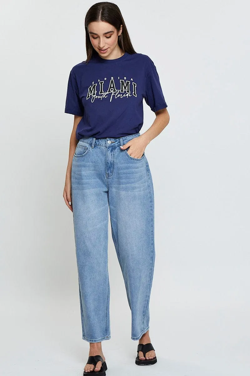 Blue Graphic T Shirt Short Sleeve sold by Ally Fashion product image thumbnail 2