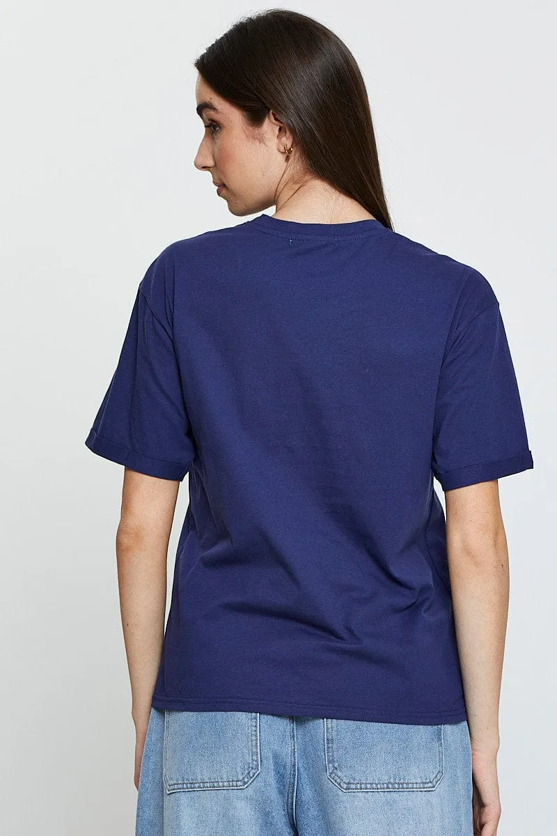Blue Graphic T Shirt Short Sleeve sold by Ally Fashion product image thumbnail 5
