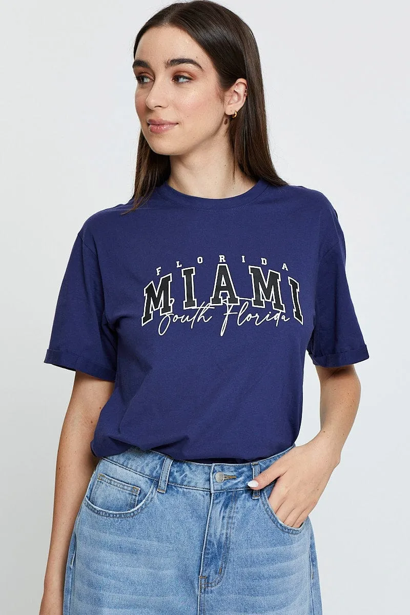 Blue Graphic T Shirt Short Sleeve sold by Ally Fashion product image thumbnail 3