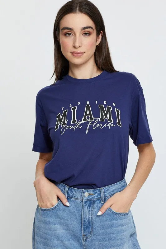 Blue Graphic T Shirt Short Sleeve sold by Ally Fashion
