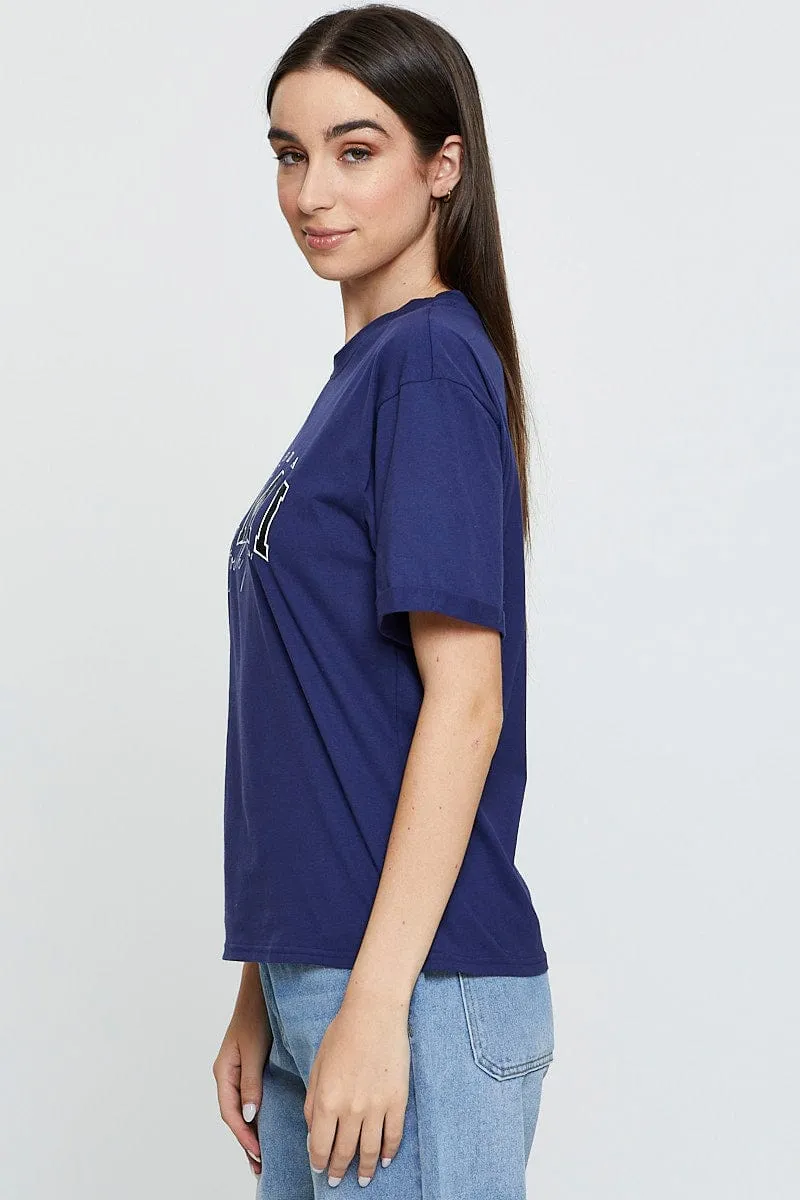 Blue Graphic T Shirt Short Sleeve sold by Ally Fashion product image thumbnail 4