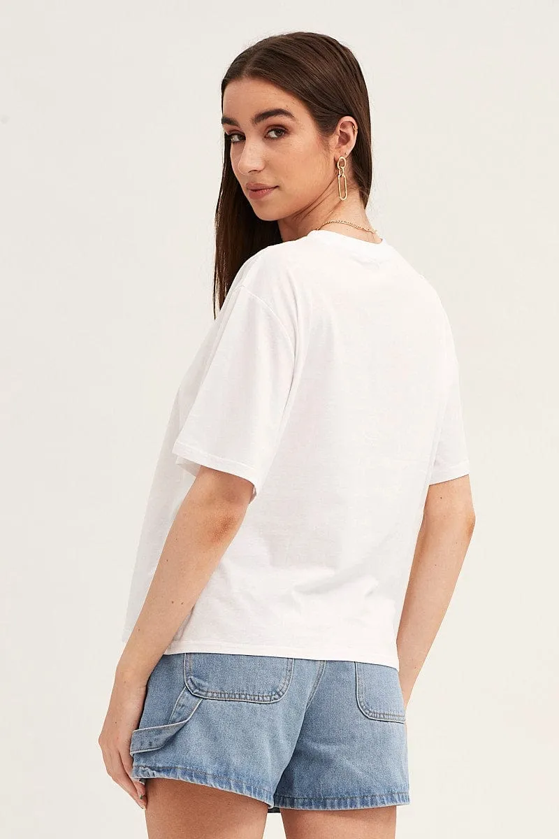 White Embroidered Tee sold by Ally Fashion product image thumbnail 5