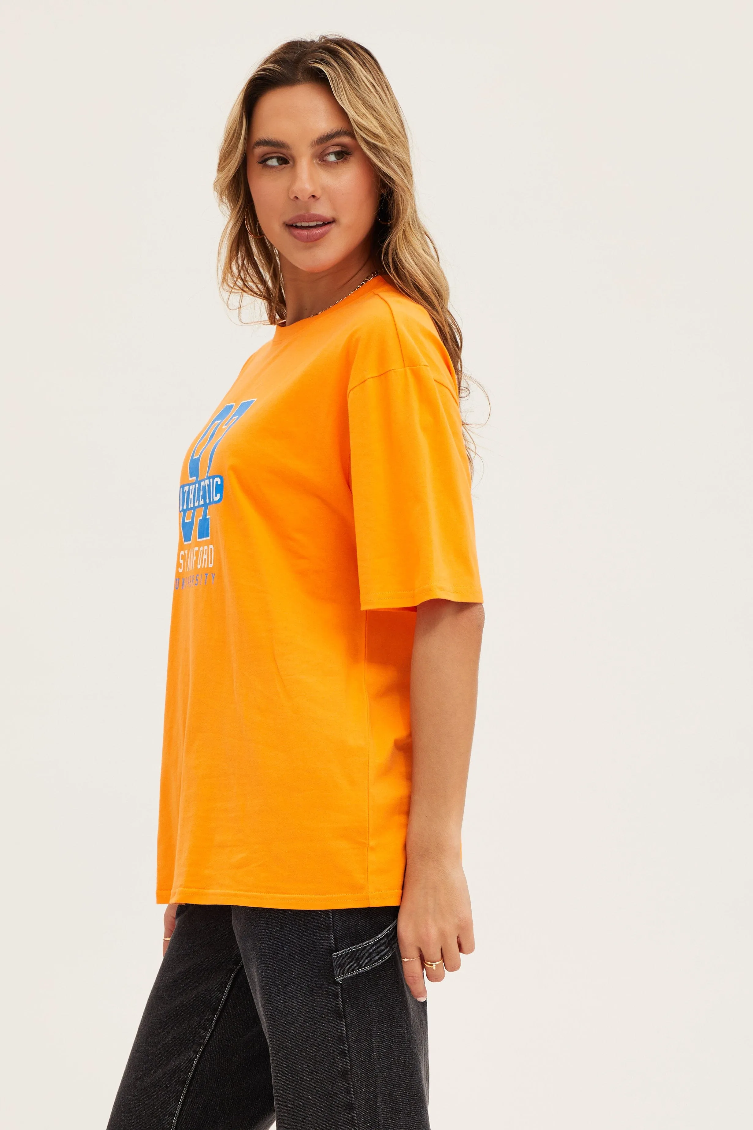 Orange Crew Neck Oversized Tee sold by Ally Fashion product image thumbnail 4