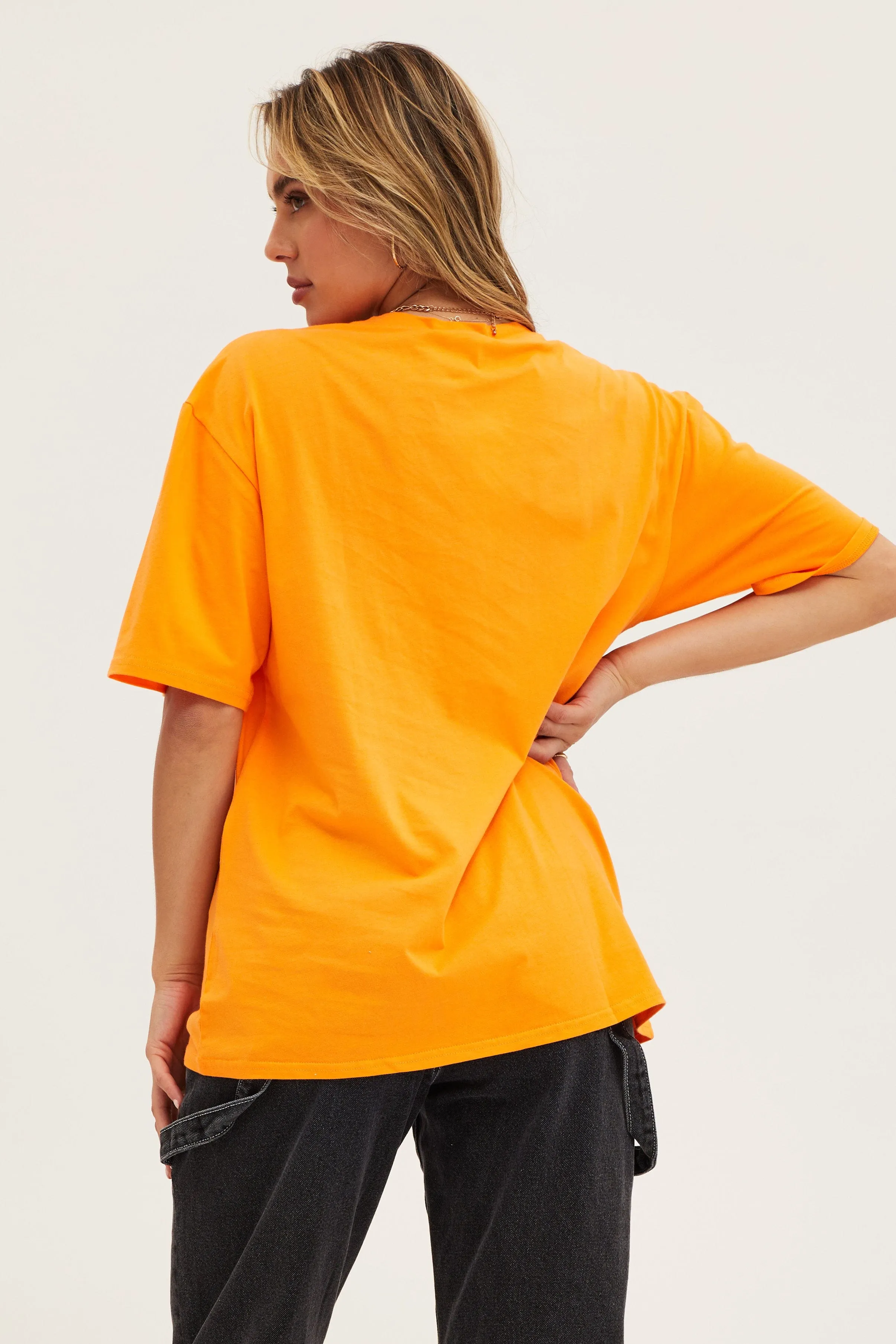 Orange Crew Neck Oversized Tee sold by Ally Fashion product image thumbnail 5
