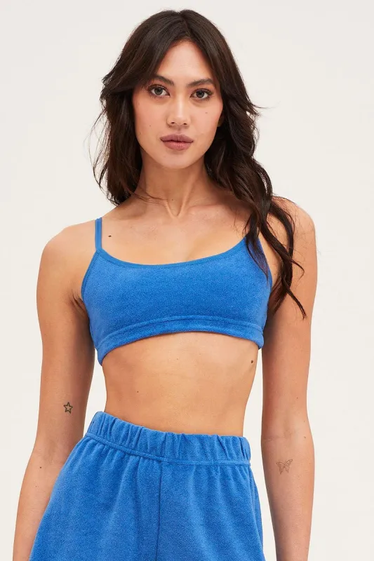 Blue Crop Top Terry sold by Ally Fashion