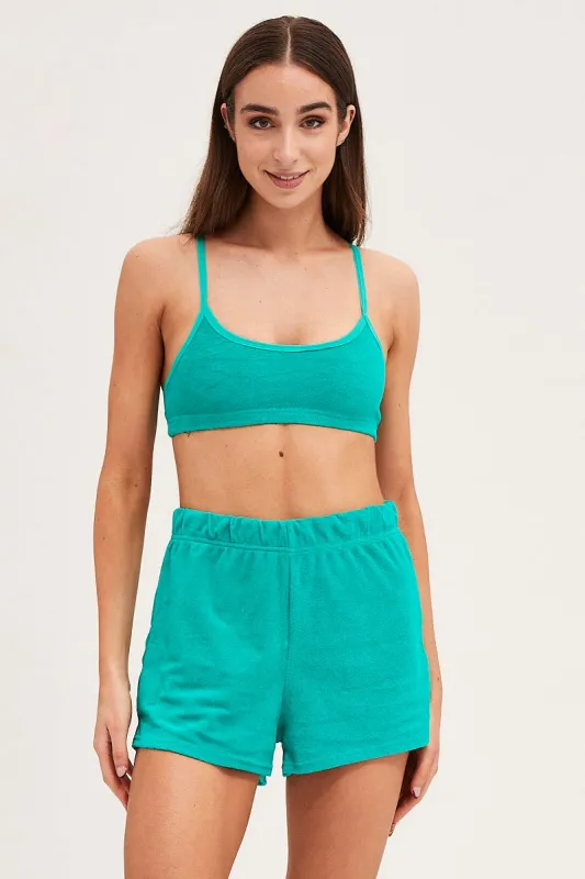 Green Crop Top Terry sold by Ally Fashion