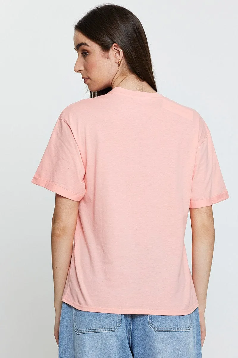 Pink Graphic T-Shirt Short Sleeve sold by Ally Fashion product image thumbnail 5