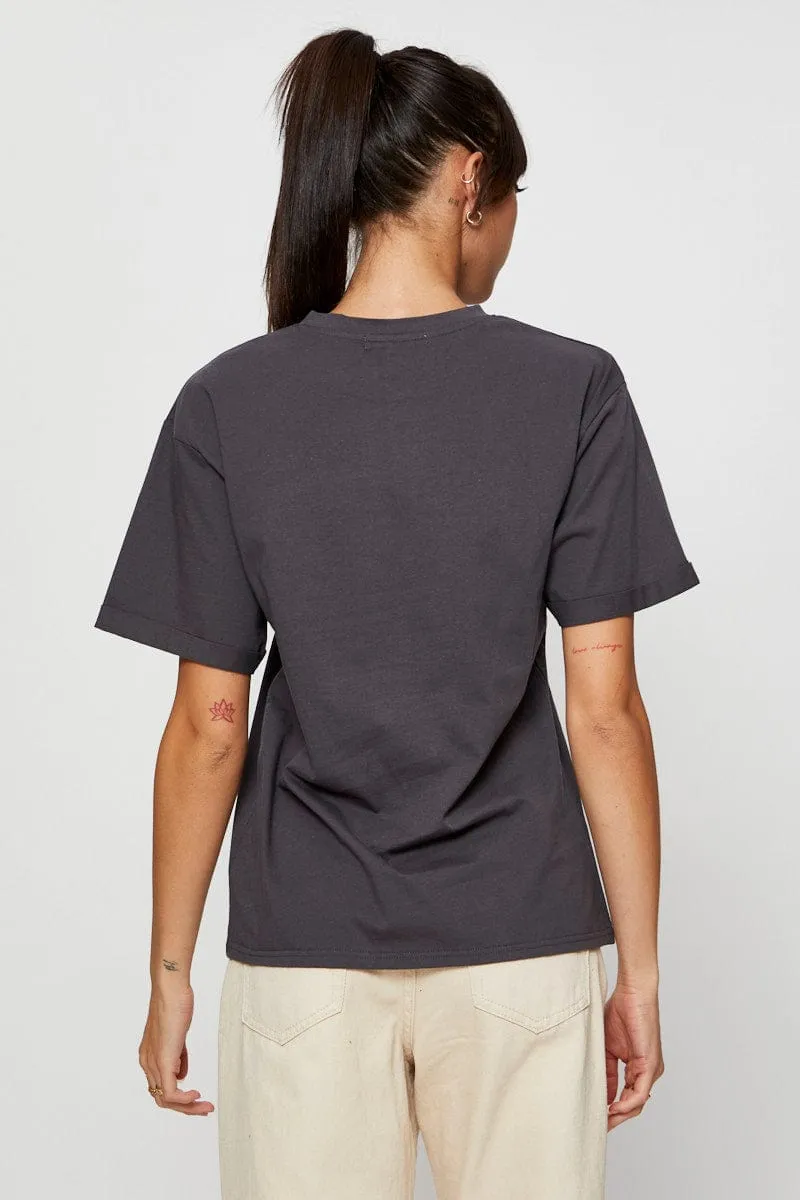 Grey Graphic T Shirt Short Sleeve sold by Ally Fashion product image thumbnail 5