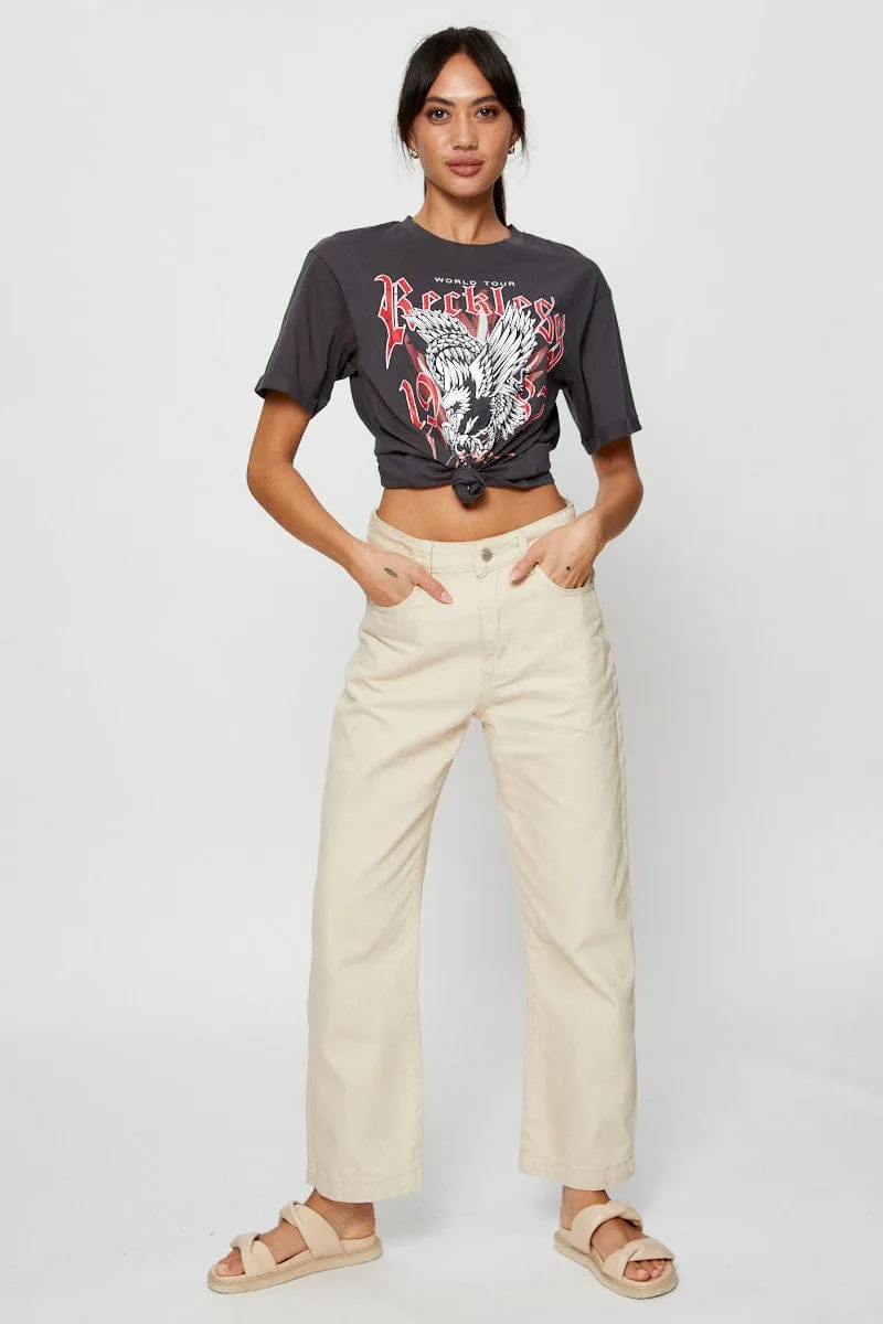 Grey Graphic T Shirt Short Sleeve sold by Ally Fashion product image thumbnail 2