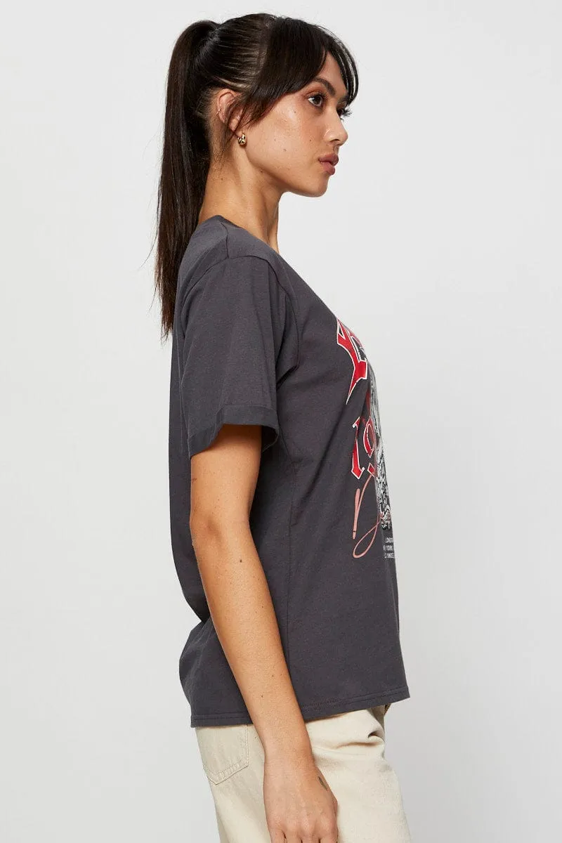 Grey Graphic T Shirt Short Sleeve sold by Ally Fashion product image thumbnail 4