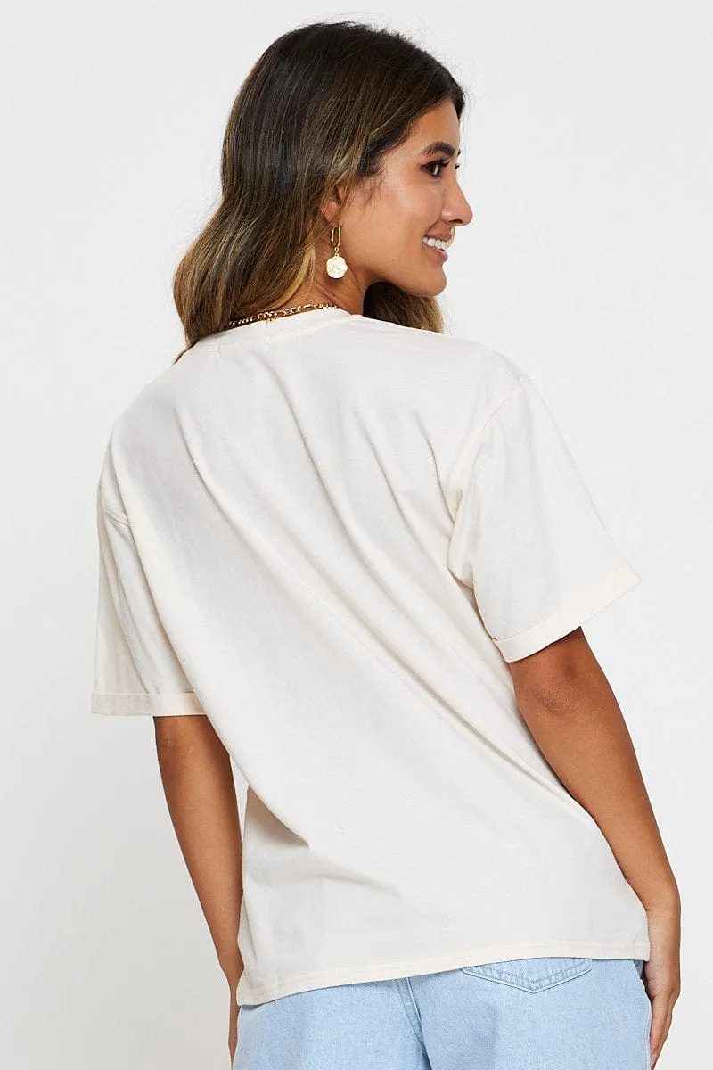 Beige Graphic T Shirt Short Sleeve sold by Ally Fashion product image thumbnail 5