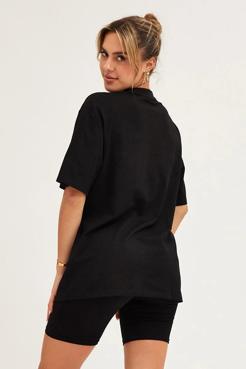 Black Crew Neck Oversized Graphic T-Shirt sold by Ally Fashion product image thumbnail 5