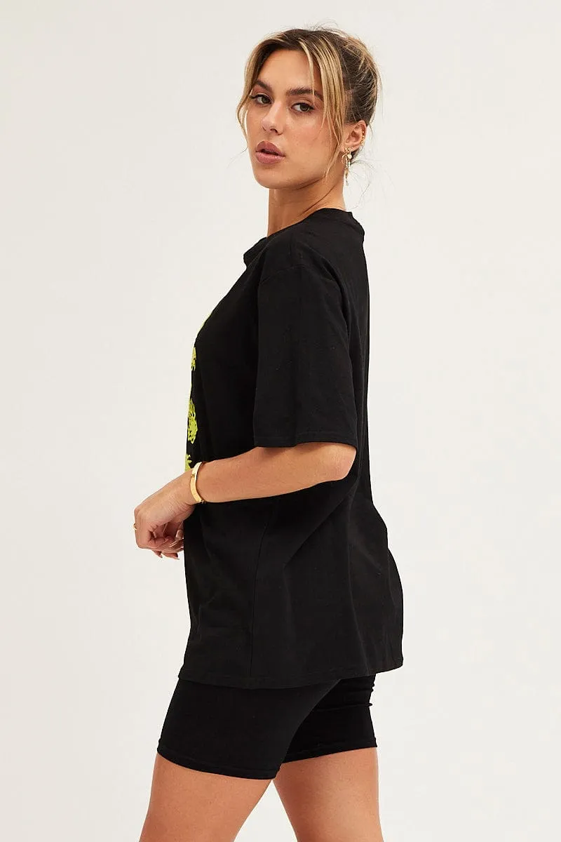 Black Crew Neck Oversized Graphic T-Shirt sold by Ally Fashion product image thumbnail 4