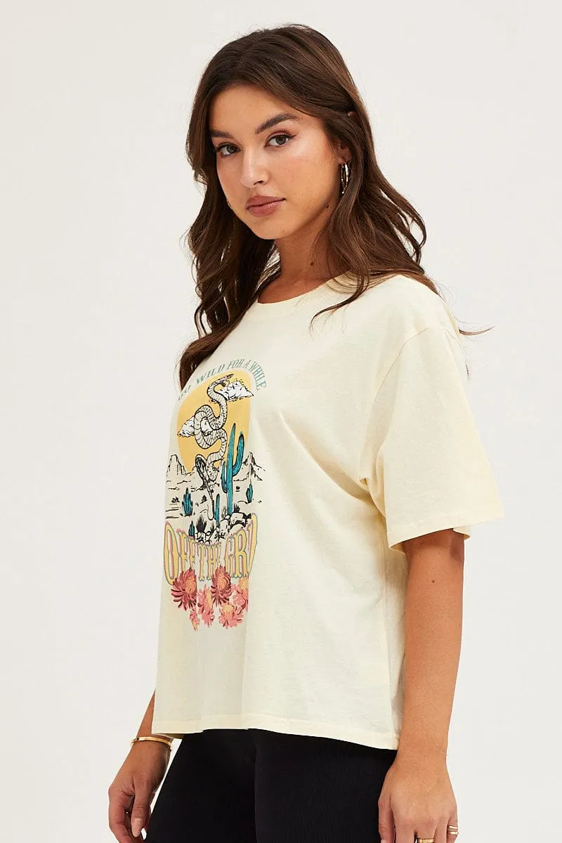 White Crew Neck Graphic T-Shirt sold by Ally Fashion product image thumbnail 5