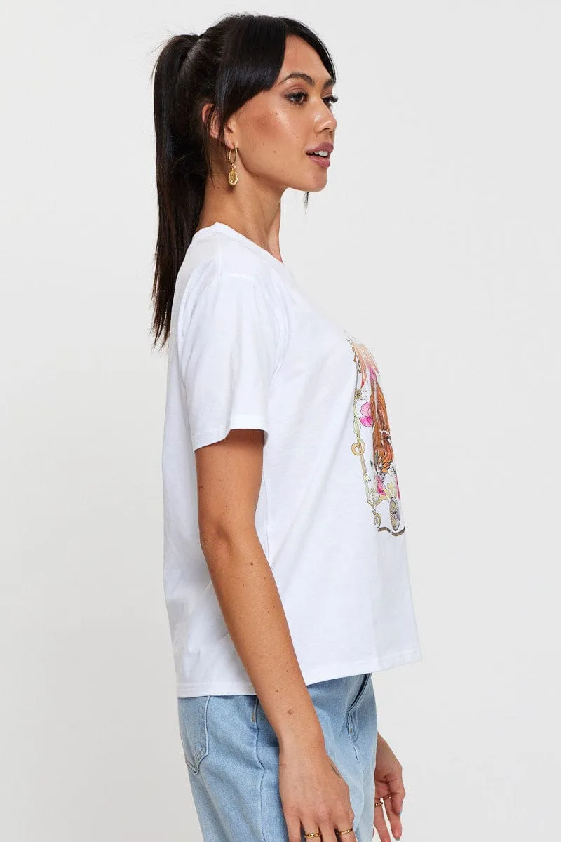 White Graphic T Shirt Short Sleeve sold by Ally Fashion product image thumbnail 4